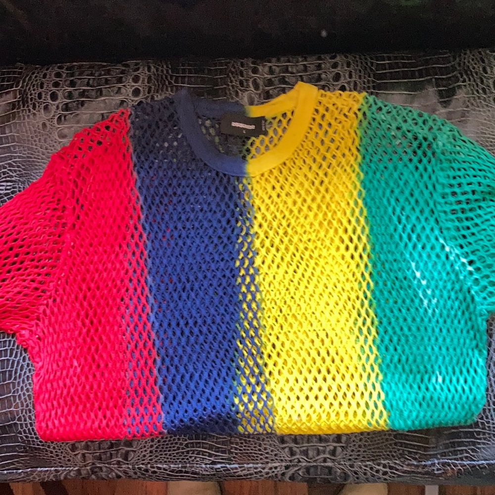 Dsquared multi color fishnet sweater